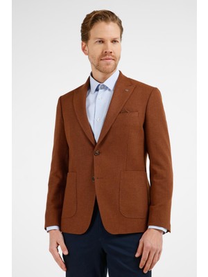 İmza Kiremit Kılıç Yaka Astarlı Çift Yırtmaç Yünlü 6 Drop Comfort Fit Classic Ceket 1002255110