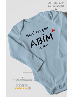 Morivo Kids Beni En Çok Abim Sever Baskılı Bebek Zıbını – Çıtçıtlı Body | %100 Pamuk Uzun Kol
