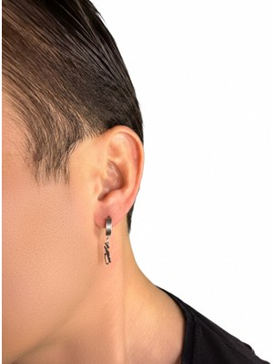 Winy Concept Mustafa Kemal Atatürk İmzalı Gümüş Renk Çelik Halka Küpe - 13 mm