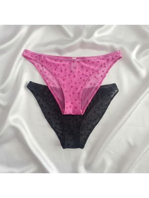 Bonbon Kadın Transparan Kalp Figürlü 2'li Paket Slip Külot BB2178