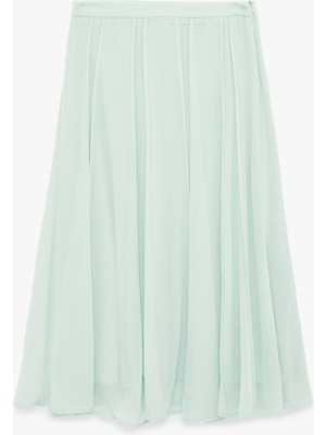 Koton Standart Bel Pileli Midi Şifon Etek