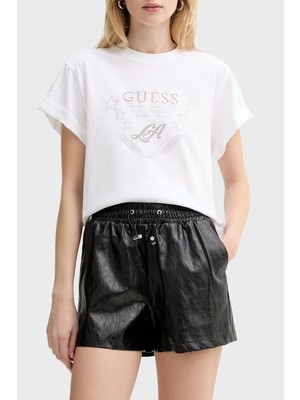 Guess Jersey Pamuklu Taş Detaylı Regular Fit Bisiklet Yaka T Shirt W6RI30I3Z14 Bayan T Shirt W6RI30 I3Z14 G011