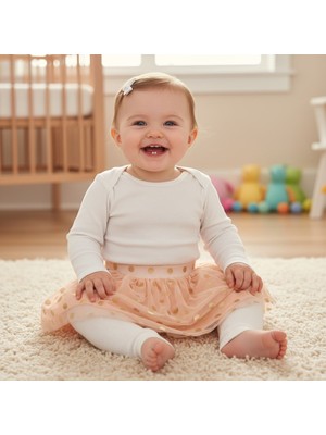 Bonbon Bebek Tül Puantiyeli Pudra Renk Etek BB2180