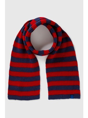 United Colors Of Benetton Lacivert Erkek Ek_logo Etiketi Detaylı Renk Bloklu Atkı Model Kodu: ( 1370HU00B252)