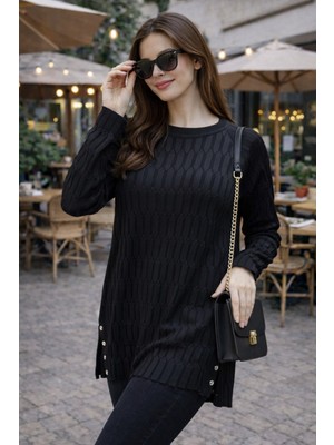 Fresh Moda Kadın Merserize Yırtmaçlı Genç Anne Mevsimlik Kazak