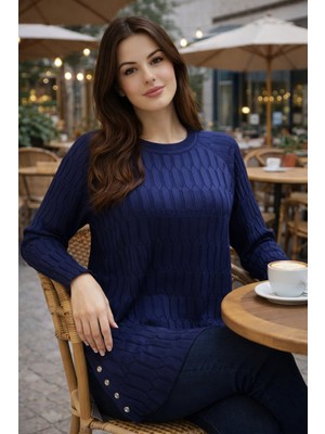 Fresh Moda Kadın Merserize Yırtmaçlı Genç Anne Mevsimlik Kazak