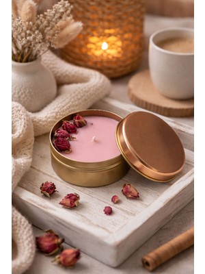 Akanart Gül Kokulu Soya Meditasyon Mumu – Kalp Çakra (El Yapımı)