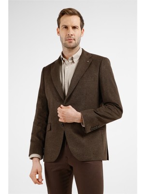 İmza Toprak Mono Yaka Düz Desen 6 Drop Comfort Fit Yünlü Ceket 1002255161