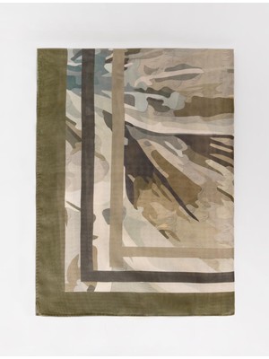 Jimmy Key Kahverengi Çizgi Desenli Dalgalı Şal