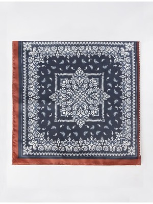 Jimmy Key Lacivert Çoklu Etnik Desenli Dokuma Eşarp
