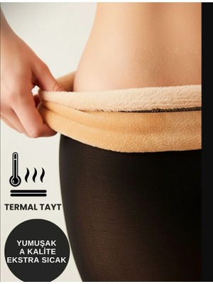 Alexander Hud Kadın Fit Gösteren Çok Esnek Ten Cilt Görünümlü Içi Polarlı Peluş Kışlık Külotlu Termal Içlik Çorap