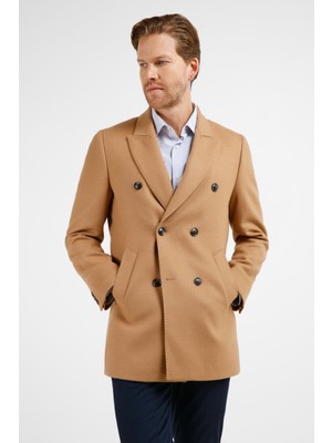 İmza Camel Kılıç Yaka Erkek Slim Fit Kruvaze Kaban Polyester Orta Kalınlık 1008255102