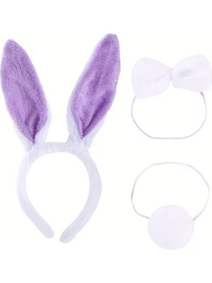 Hediye Bahçesi Lila Tavşan Kostüm Seti Kız Çocuk – Tütü Etek, Taç, Papyon, Ponpon