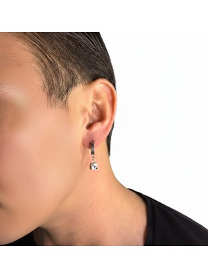 Winy Concept Zar Figürlü Gümüş Renk Erkek Çelik Halka Küpe - 13 mm