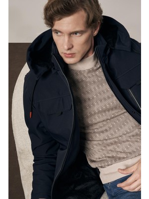 İmza Siyah Dik Yaka Çıkma Kapşonlu Slim Fit Casual Mont 1007255132