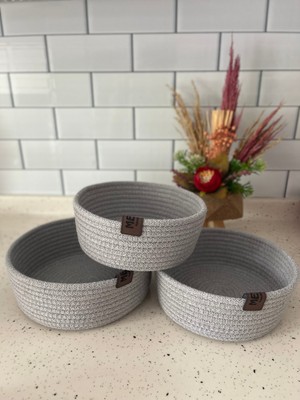 PremiumPort El Işi 3'lü Jüt Hasır Sepet Seti, Çok Amaçlı Organizer, Banyo ve Mutfak Aksesuarları