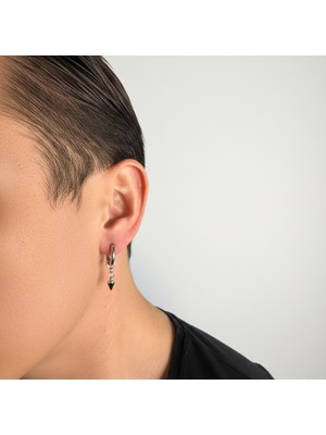 Winy Concept Çivi Figürlü Çelik Halka Küpe - Gümüş Renk Kararmaz Unisex Tasarım