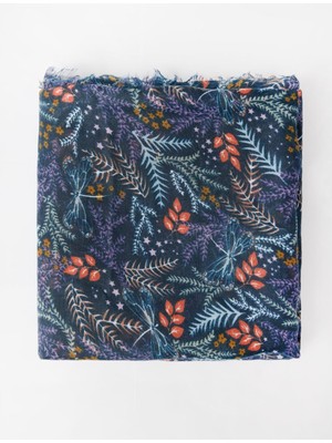 Jimmy Key Mor Çiçek Desenli Dokuma Şal