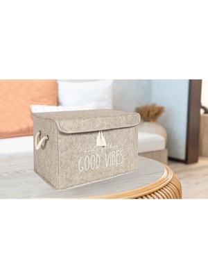 PremiumPort Mini Keçe Kapağıyla Katlanabilir Çok Amaçlı Saklama Kutusu 35X23X23