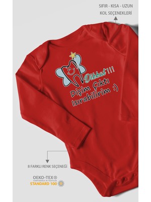 Morivo Kids Dikkat! Dişim Çıktı Isırabilirim Baskılı Bebek Zıbını – Çıtçıtlı Body | %100 Pamuk Uzun Kol