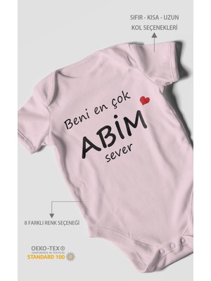Morivo Kids Beni En Çok Abim Sever Baskılı Bebek Zıbını – Çıtçıtlı Body | %100 Pamuk Kısa Kol