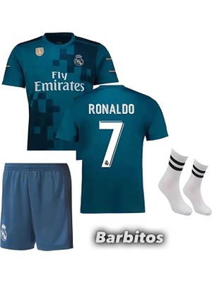 Ronaldo Turkuaz 2017 Sezon Deplasman Çocuk 4'lü Futbol Forma Seti ZP11