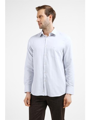 İmza Gri Çizgili Desen Sert Yaka Uzun Kol Cepli Comfort Fit Pamuklu Gömlek 1004255268