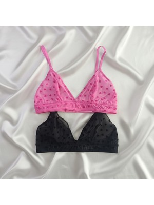 Bonbon Kadın Tül Transparan Kalp Figürlü Balensiz 2'li Paket Bralet Sütyen BB2179