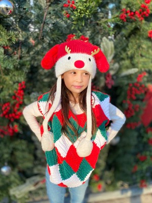 Çocuk Yılbaşı Yelek Kırmızı Süveter Yeni Yıl Christmas Kostüm