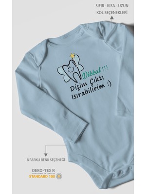 Morivo Kids Dikkat! Dişim Çıktı Isırabilirim Baskılı Bebek Zıbını – Çıtçıtlı Body | %100 Pamuk Uzun Kol