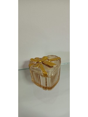 Cam  Kutu Kalp  Fiyonk Amber Lokumluk Takı Kutusu Hediyelik Sevgililer Günü Şekerlik