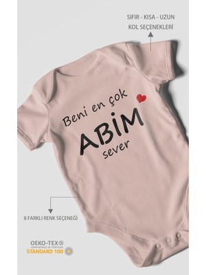 Morivo Kids Beni En Çok Abim Sever Baskılı Bebek Zıbını – Çıtçıtlı Body | %100 Pamuk Kısa Kol