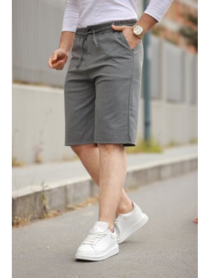 Etiler Collection Erkek Beli Bağcıklı ve Düğmeli Bezayağı Kumaş Şort