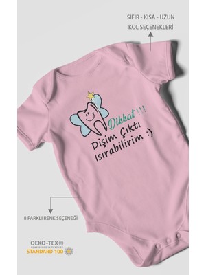 Morivo Kids Dikkat! Dişim Çıktı Isırabilirim Baskılı Bebek Zıbını – Çıtçıtlı Body | %100 Pamuk Kısa Kol