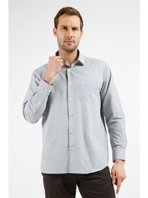 İmza Siyah - Beyaz Kareli Desen Sert Yaka Uzun Kol Cepli Comfort Fit Pamuklu Gömlek 1004255221