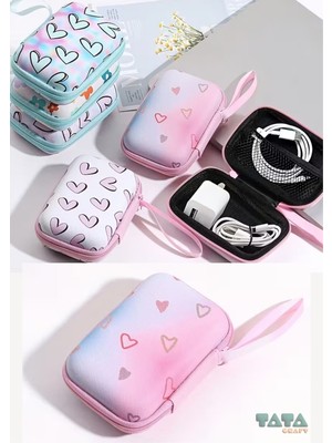 PremiumPort Desenli Eva USB Kulaklık ve Veri Kablosu ile Oyun Kartları Saklama Çantası