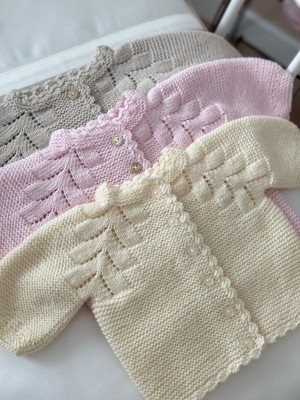 Florije Baby Triko Ajurlu Bebek Hırka ve Şapka Seti