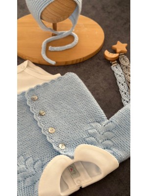 Florije Baby Triko Ajurlu Bebek Hırka ve Şapka Seti