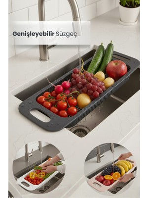 Orvila Sürgülü Genişleyebilir Süzgeç Ayarlanabilir Meyve Sebze Yıkama Sepeti