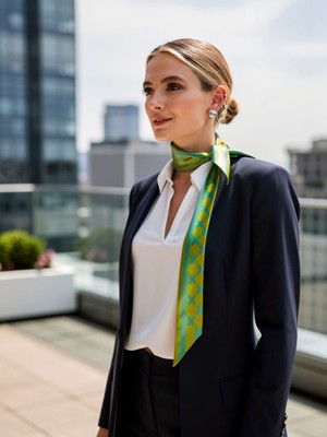 Kadın Neon Zamansız Geometrik Desenli Fular – Kombin Tamamlayıcı Aksesuar – Hediye Olarak Ideal