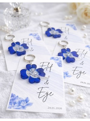 Frisson Söz, Nişan, Nikah , Mevlit, Hediyelik, Mavi Epoksi Anahtarlık -15 Adet