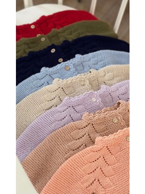 Florije Baby Triko Ajurlu Bebek Hırka ve Şapka Seti