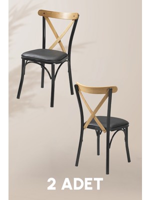 MyMassa Tonet Sandalye - Deri Kumaş - Metal Iskelet - Mutfak Sandalyesi - Salon Sandalyesi ( 2 Adet )