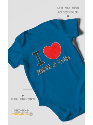 Morivo Kids I Love Mom And Dad Baskılı Bebek Zıbını – Çıtçıtlı Body | %100 Pamuk Kısa Kol