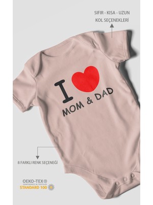 Morivo Kids I Love Mom And Dad Baskılı Bebek Zıbını – Çıtçıtlı Body | %100 Pamuk Kısa Kol