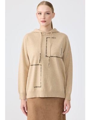 Tığ BLZ.22006.1 Taş Işlemeli Kapşonlu Bluz #11-25#