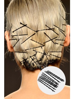 Gampus Kadın Siyah Tel Firkete Saç Tokası 32 Adet Esneme Yapmaz Kaliteli Kalın Tel Toka 32LI