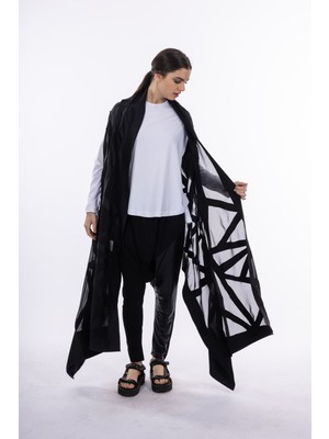 By Özlem Yazan Deri Detaylı Asimetrik Kesim Kadın Yelek