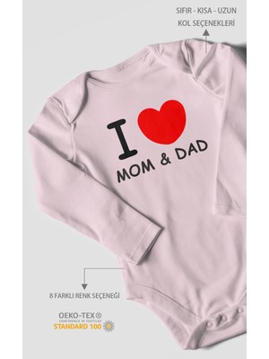 Morivo Kids I Love Mom And Dad Baskılı Bebek Zıbını – Çıtçıtlı Body | %100 Pamuk Uzun Kol