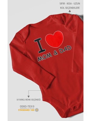 Morivo Kids I Love Mom And Dad Baskılı Bebek Zıbını – Çıtçıtlı Body | %100 Pamuk Uzun Kol